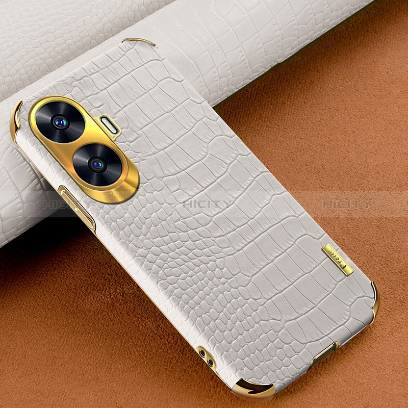 Coque Luxe Cuir Housse Etui XD1 pour Realme C55 Blanc Plus