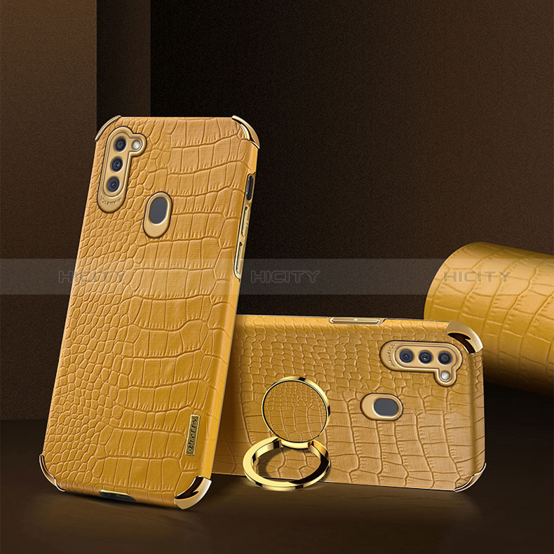 Coque Luxe Cuir Housse Etui XD1 pour Samsung Galaxy A11 Jaune Plus