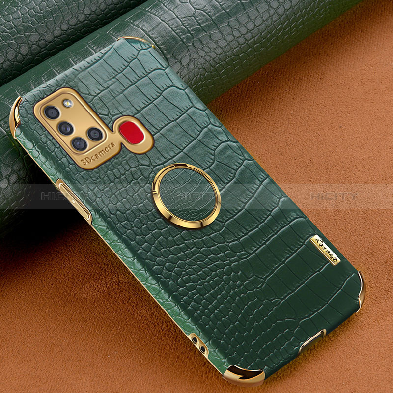 Coque Luxe Cuir Housse Etui XD1 pour Samsung Galaxy A21s Vert Plus