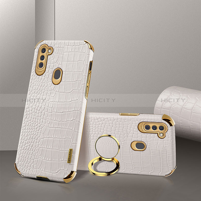 Coque Luxe Cuir Housse Etui XD1 pour Samsung Galaxy M11 Blanc Plus