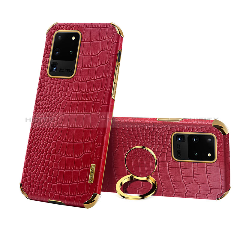 Coque Luxe Cuir Housse Etui XD1 pour Samsung Galaxy S20 Ultra 5G Rouge Plus