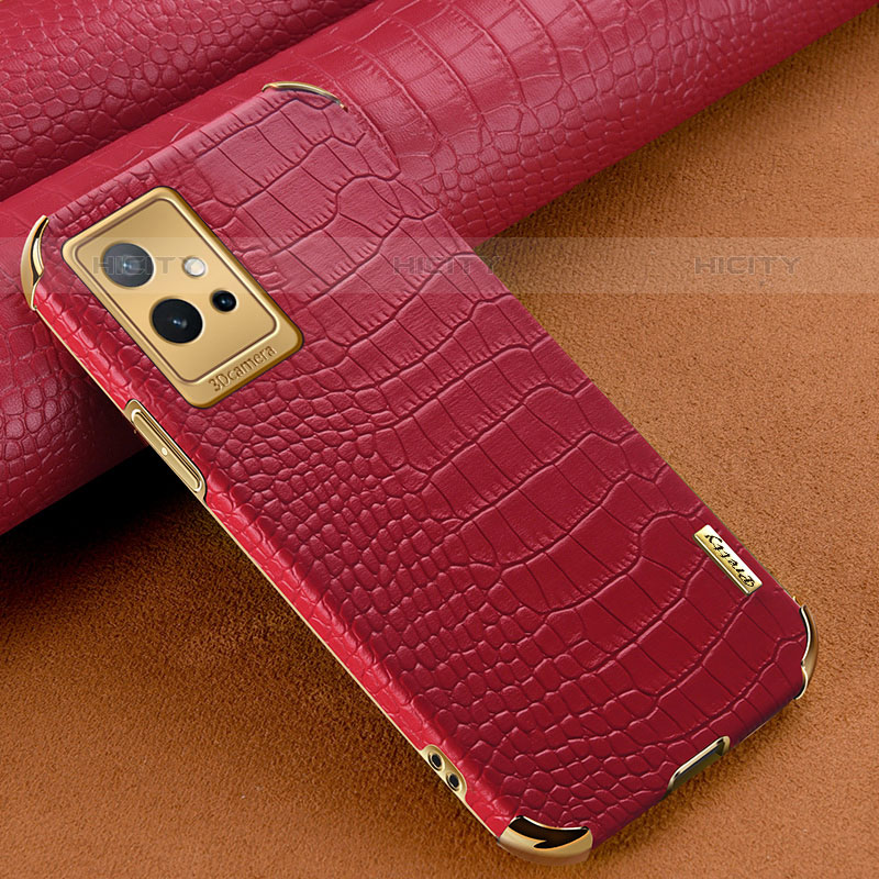 Coque Luxe Cuir Housse Etui XD1 pour Vivo T1 5G India Rouge Plus