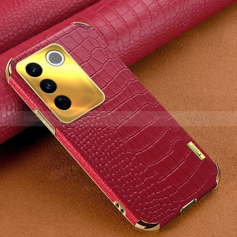 Coque Luxe Cuir Housse Etui XD1 pour Vivo V27 5G Rouge Plus