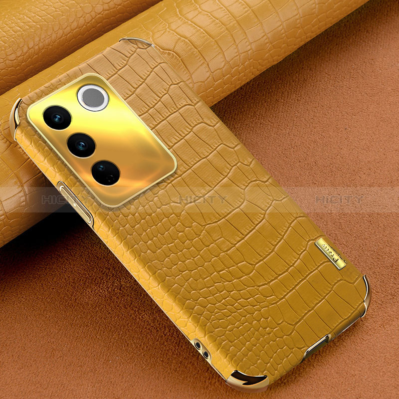 Coque Luxe Cuir Housse Etui XD1 pour Vivo V27 Pro 5G Jaune Plus