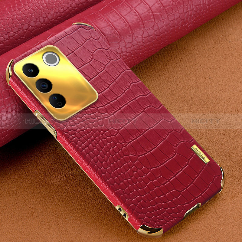 Coque Luxe Cuir Housse Etui XD1 pour Vivo V27e 5G Rouge Plus