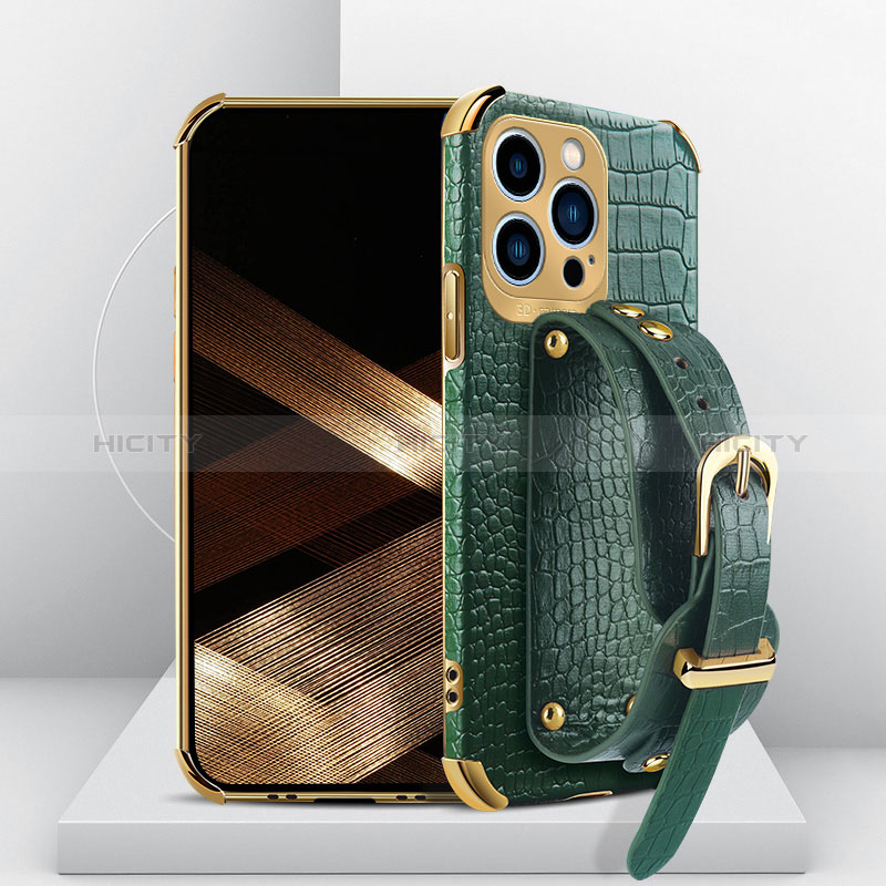 Coque Luxe Cuir Housse Etui XD2 pour Apple iPhone 13 Pro Vert Plus