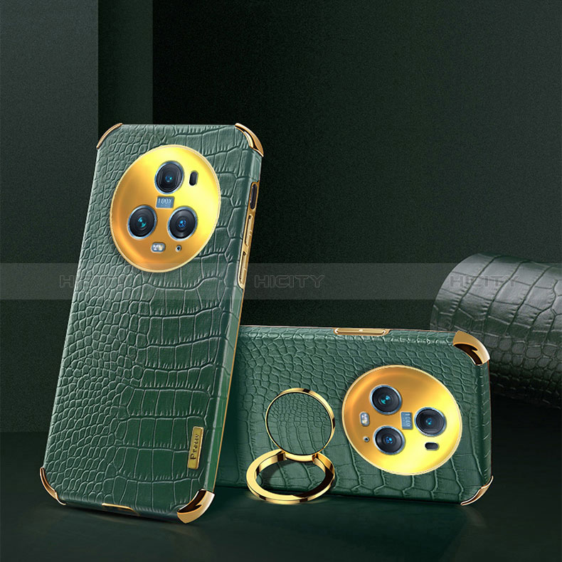 Coque Luxe Cuir Housse Etui XD2 pour Huawei Honor Magic5 Pro 5G Vert Plus