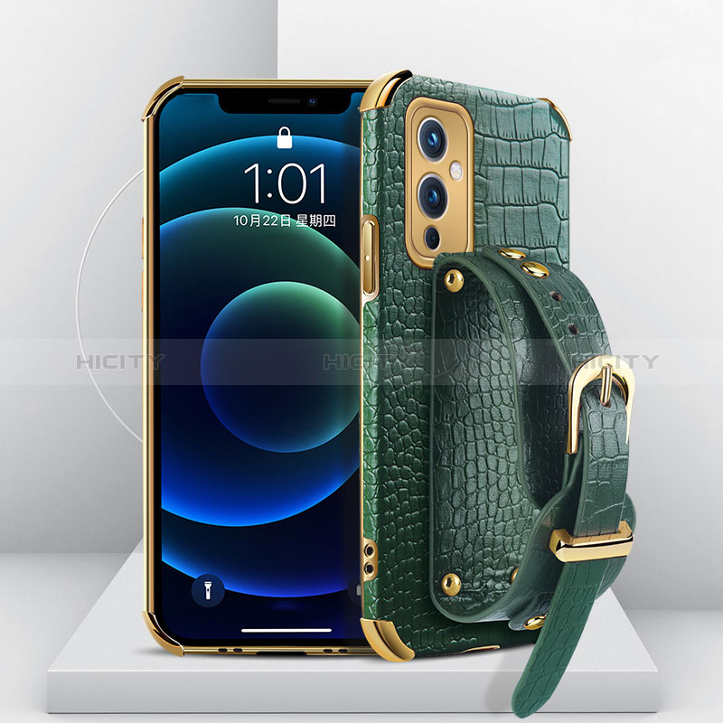 Coque Luxe Cuir Housse Etui XD2 pour OnePlus 9 5G Vert Plus