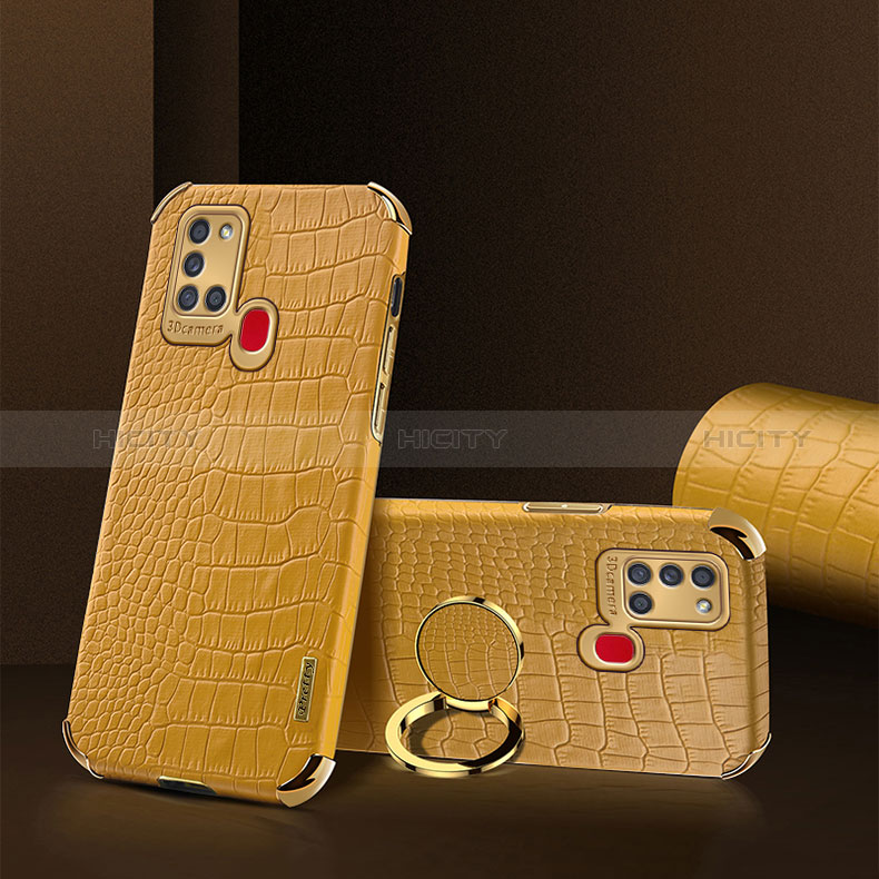 Coque Luxe Cuir Housse Etui XD2 pour Samsung Galaxy A21s Jaune Plus