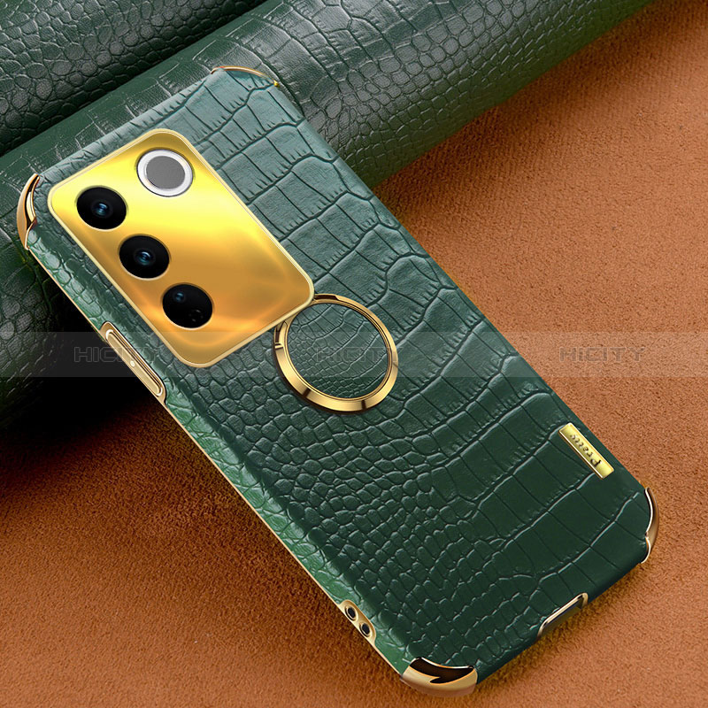 Coque Luxe Cuir Housse Etui XD2 pour Vivo V27 Pro 5G Vert Plus