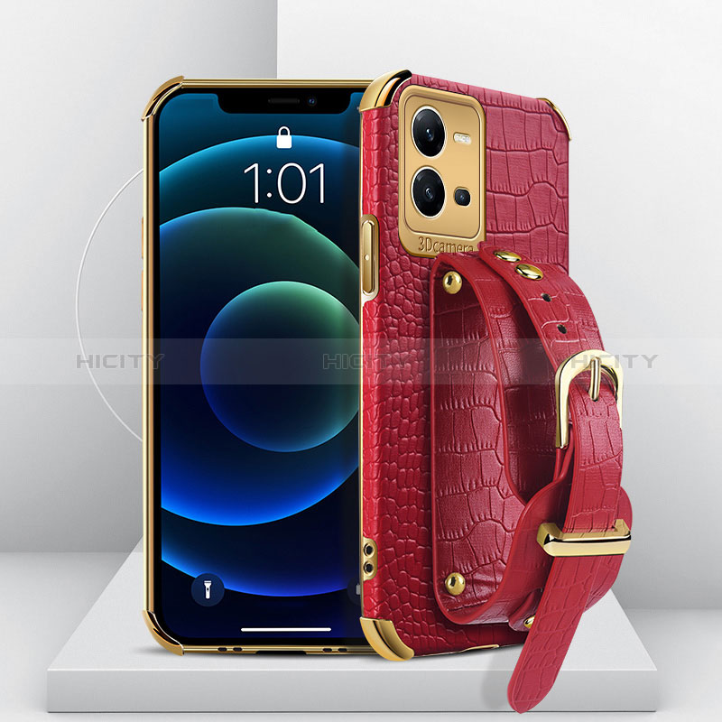 Coque Luxe Cuir Housse Etui XD3 pour Vivo V25e Rouge Plus