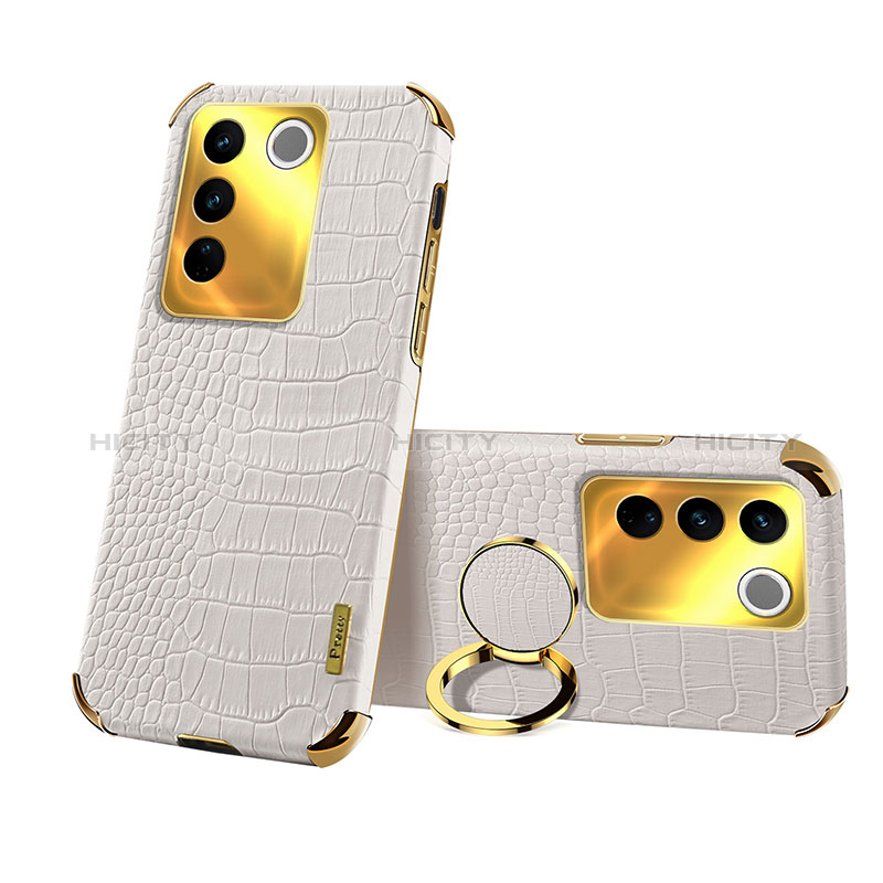 Coque Luxe Cuir Housse Etui XD3 pour Vivo V27 5G Blanc Plus