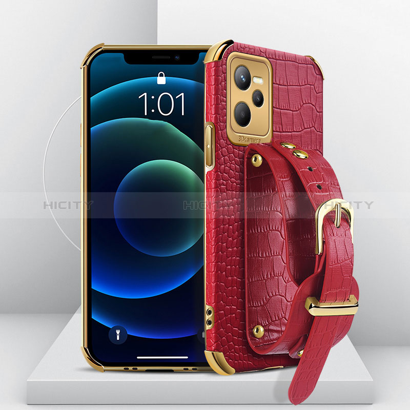 Coque Luxe Cuir Housse Etui XD4 pour Realme C35 Rouge Plus