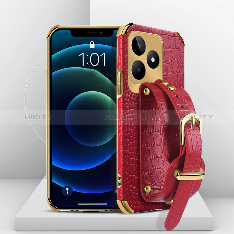 Coque Luxe Cuir Housse Etui XD4 pour Realme C53 Rouge Plus