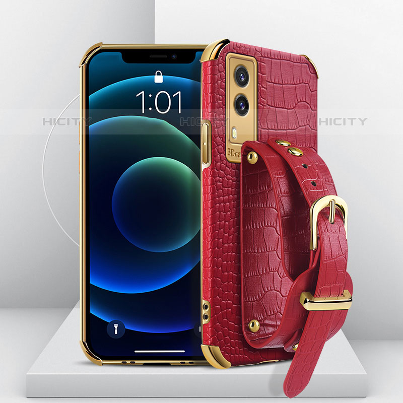 Coque Luxe Cuir Housse Etui XD4 pour Vivo V21e 5G Rouge Plus