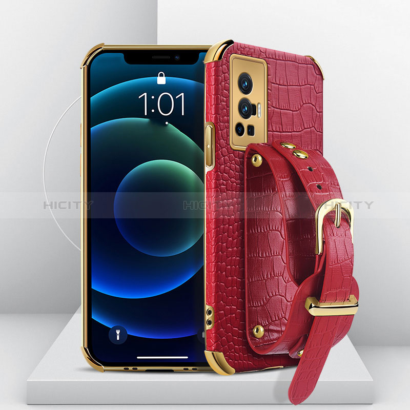 Coque Luxe Cuir Housse Etui XD4 pour Vivo X70 Pro 5G Rouge Plus