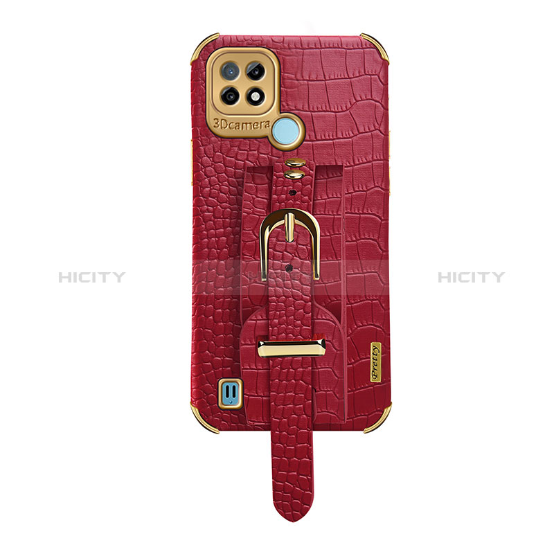 Coque Luxe Cuir Housse Etui XD5 pour Realme C21 Rouge Plus