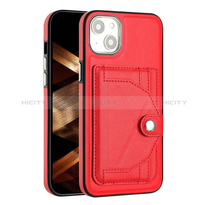 Coque Luxe Cuir Housse Etui Y01B pour Apple iPhone 13 Rouge Plus