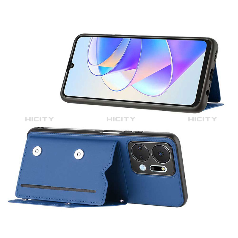 Coque Luxe Cuir Housse Etui Y01B pour Huawei Honor X7a Bleu Plus