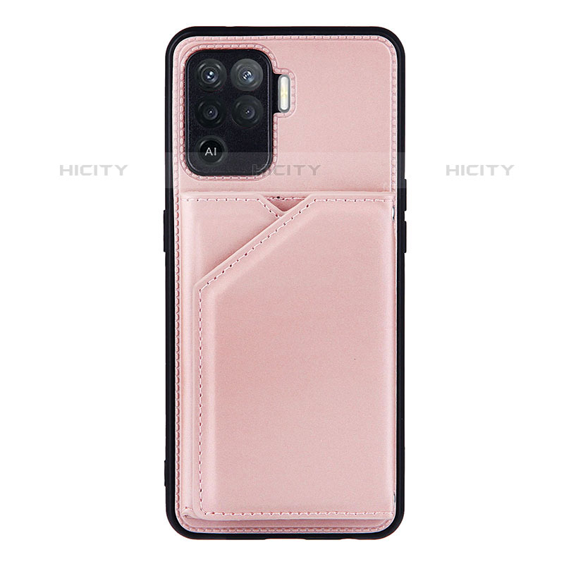 Coque Luxe Cuir Housse Etui Y01B pour Oppo Reno5 F Or Rose Plus