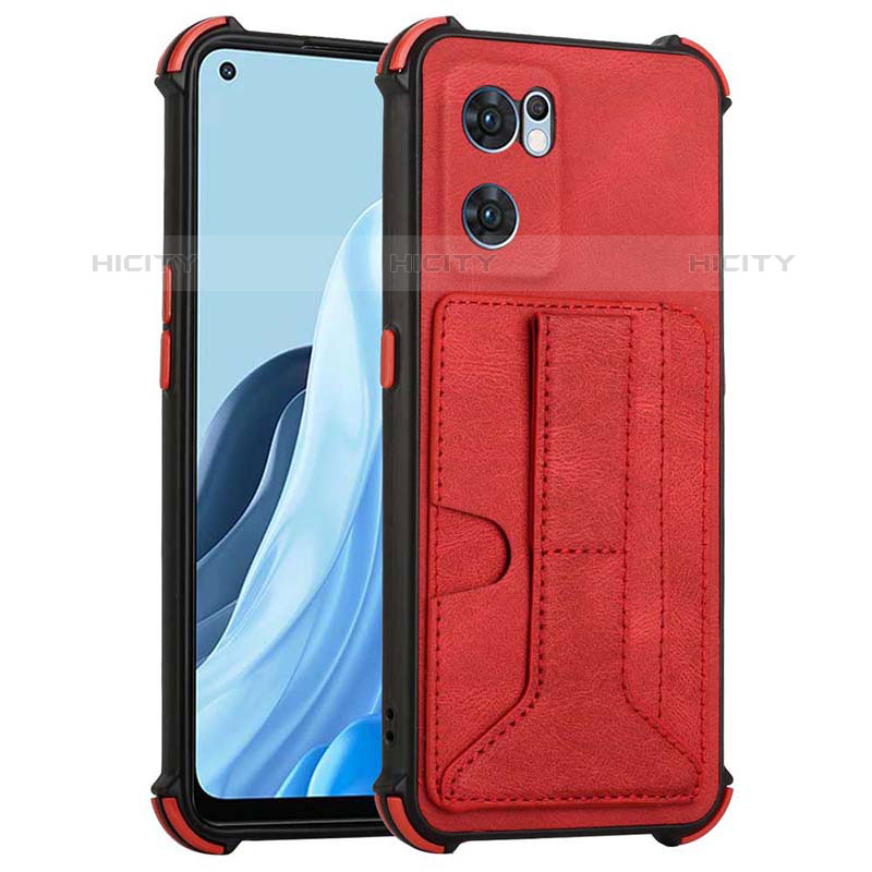 Coque Luxe Cuir Housse Etui Y01B pour Oppo Reno7 5G Rouge Plus