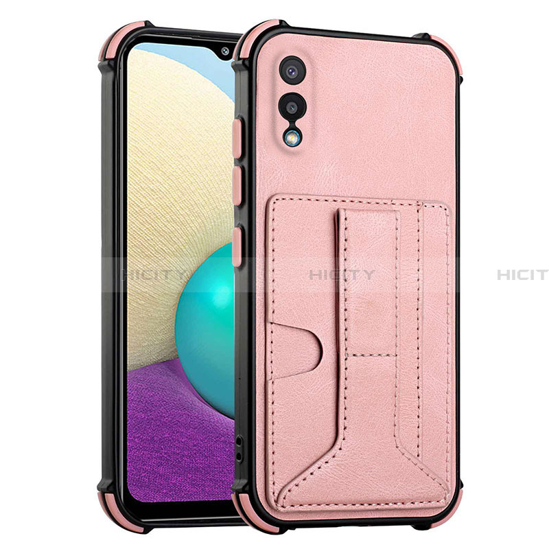 Coque Luxe Cuir Housse Etui Y01B pour Samsung Galaxy A02 Or Rose Plus