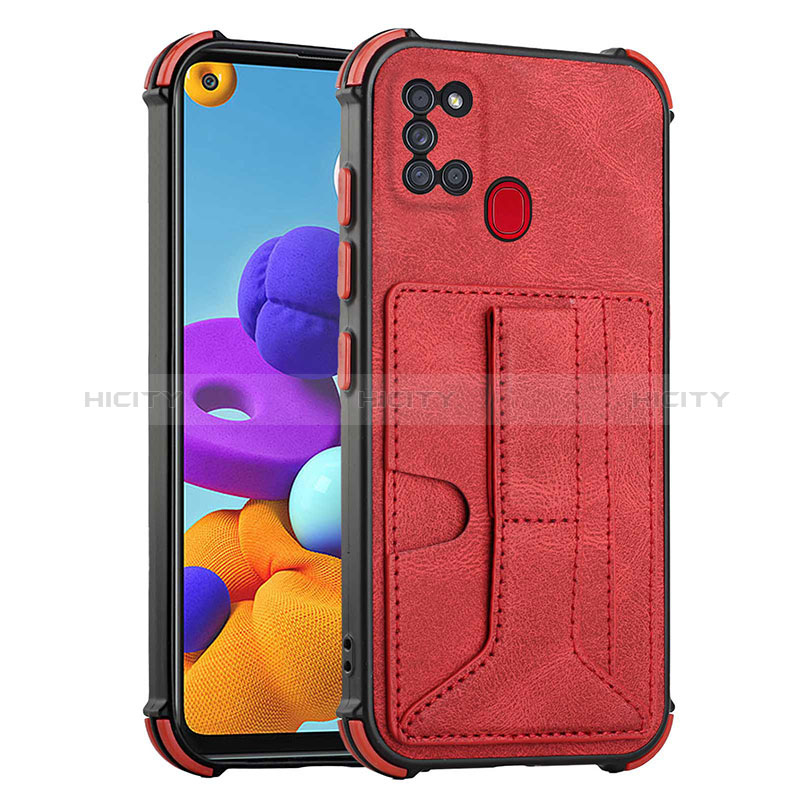 Coque Luxe Cuir Housse Etui Y01B pour Samsung Galaxy A21s Rouge Plus