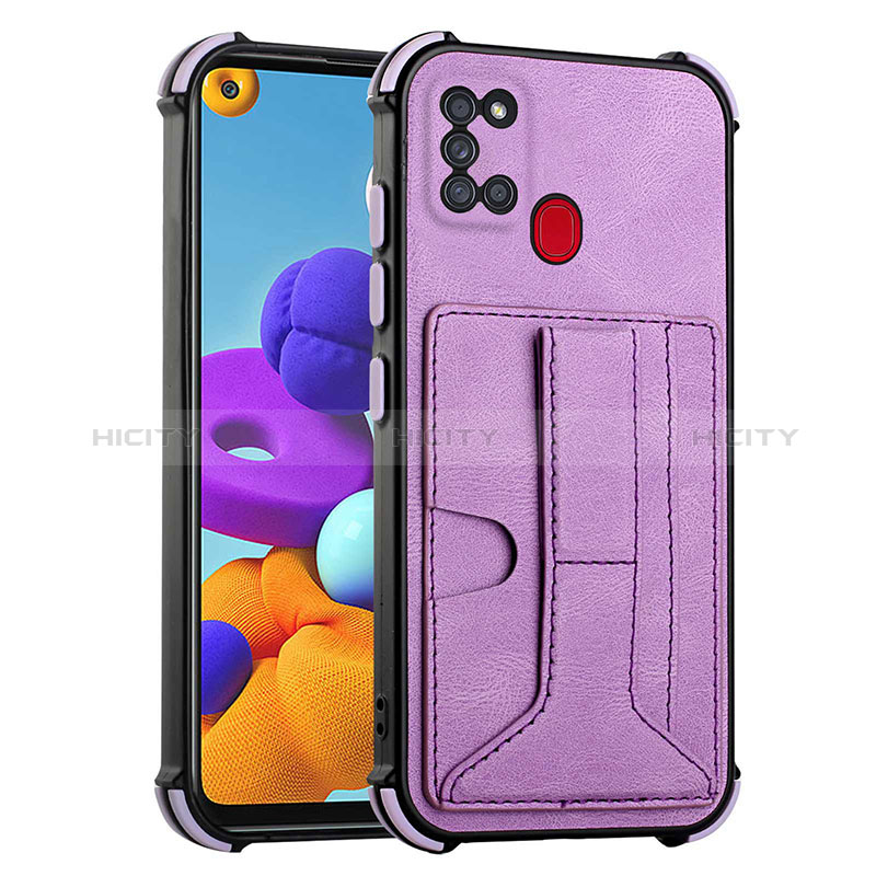 Coque Luxe Cuir Housse Etui Y01B pour Samsung Galaxy A21s Violet Plus