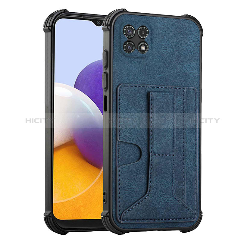 Coque Luxe Cuir Housse Etui Y01B pour Samsung Galaxy A22s 5G Bleu Plus