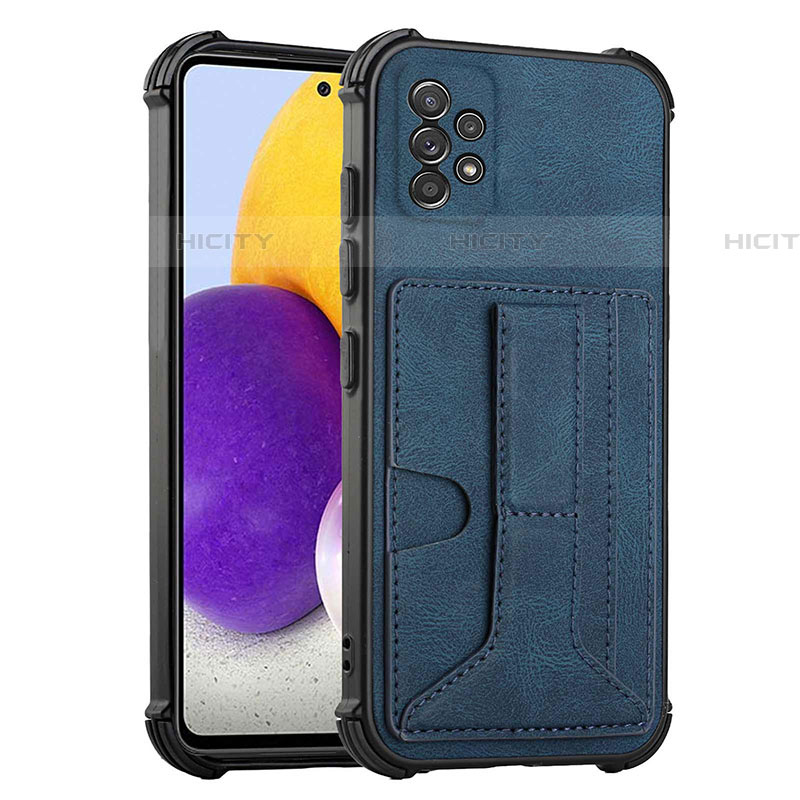 Coque Luxe Cuir Housse Etui Y01B pour Samsung Galaxy A52 5G Bleu Plus