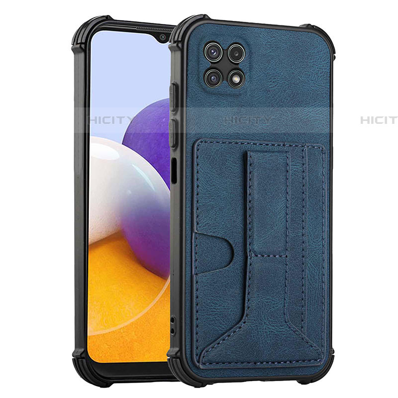 Coque Luxe Cuir Housse Etui Y01B pour Samsung Galaxy F42 5G Bleu Plus