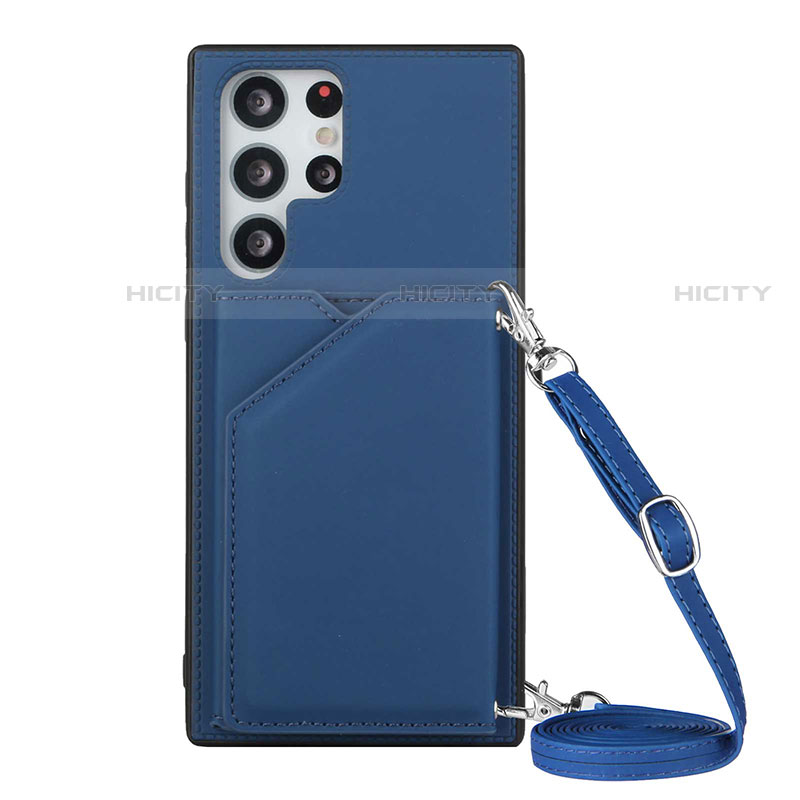 Coque Luxe Cuir Housse Etui Y01B pour Samsung Galaxy S21 Ultra 5G Bleu Plus