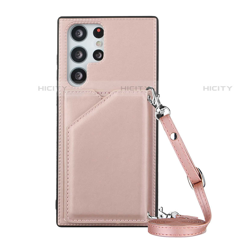 Coque Luxe Cuir Housse Etui Y01B pour Samsung Galaxy S21 Ultra 5G Or Rose Plus