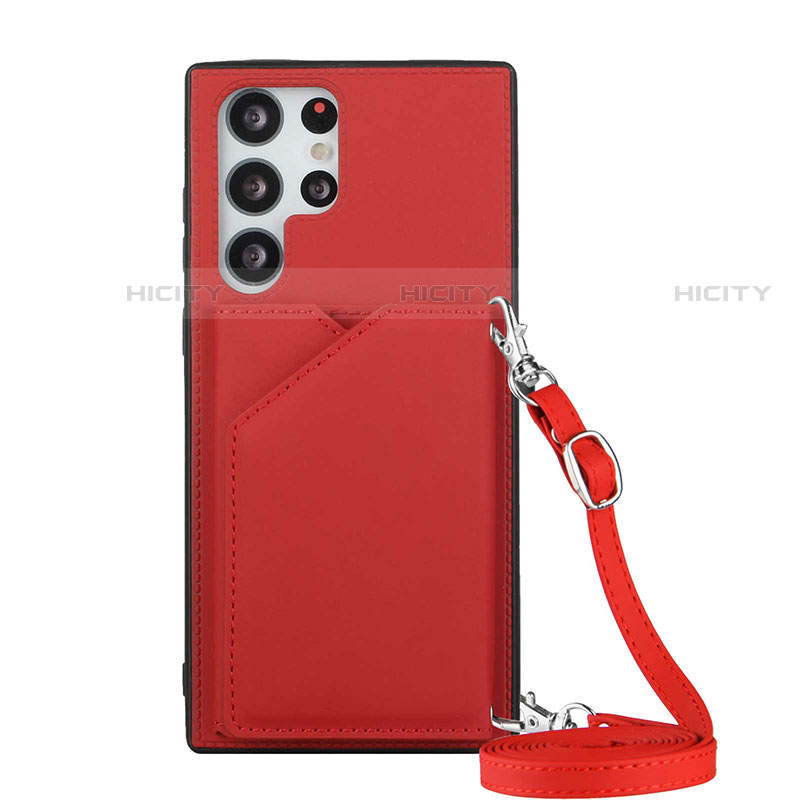 Coque Luxe Cuir Housse Etui Y01B pour Samsung Galaxy S21 Ultra 5G Rouge Plus