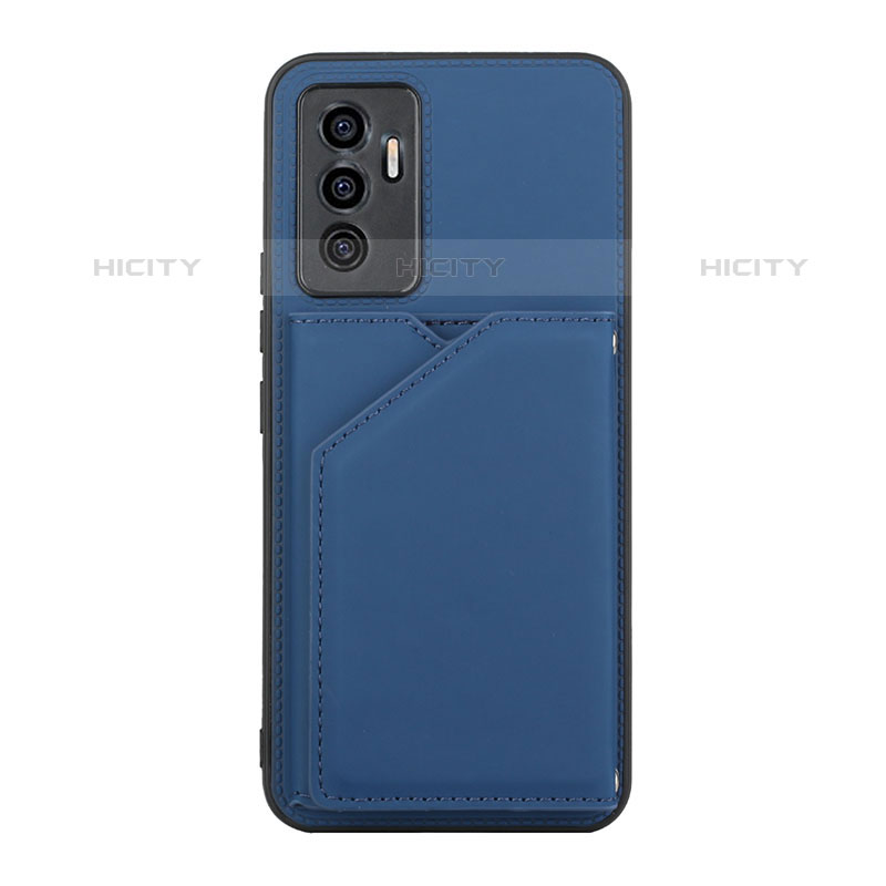 Coque Luxe Cuir Housse Etui Y01B pour Vivo V23e 5G Bleu Plus