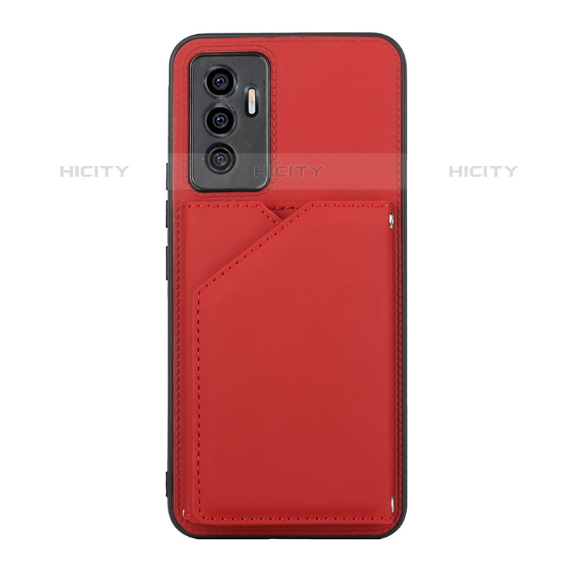 Coque Luxe Cuir Housse Etui Y01B pour Vivo V23e 5G Rouge Plus