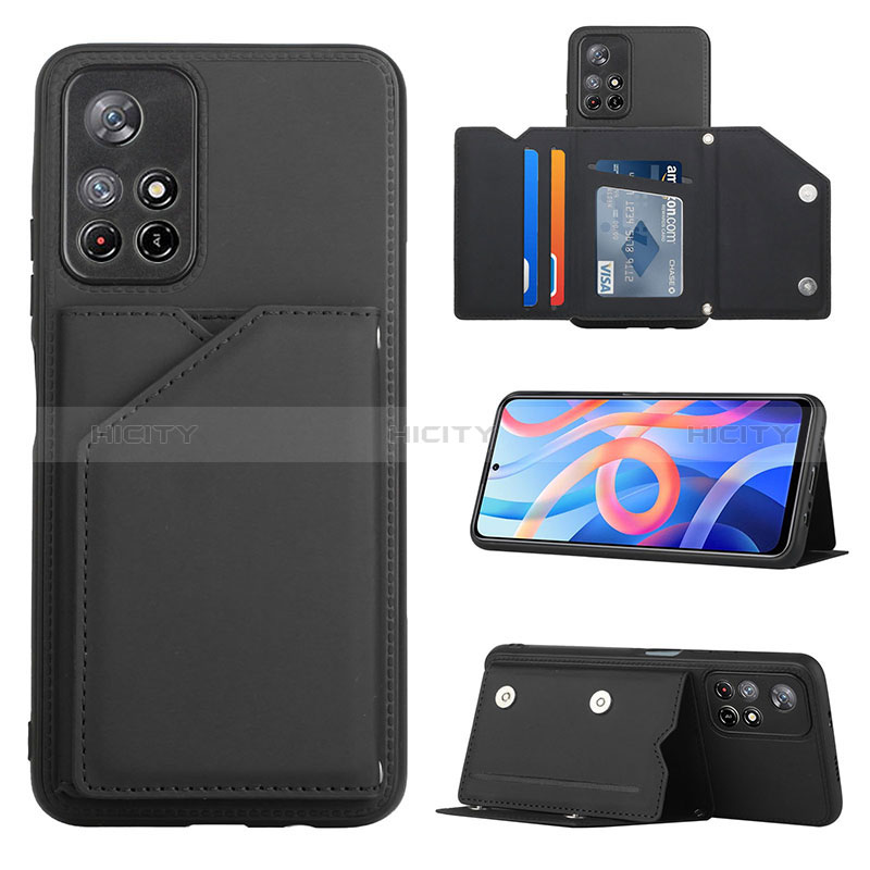 Coque Luxe Cuir Housse Etui Y01B pour Xiaomi Poco M4 Pro 5G Noir Plus