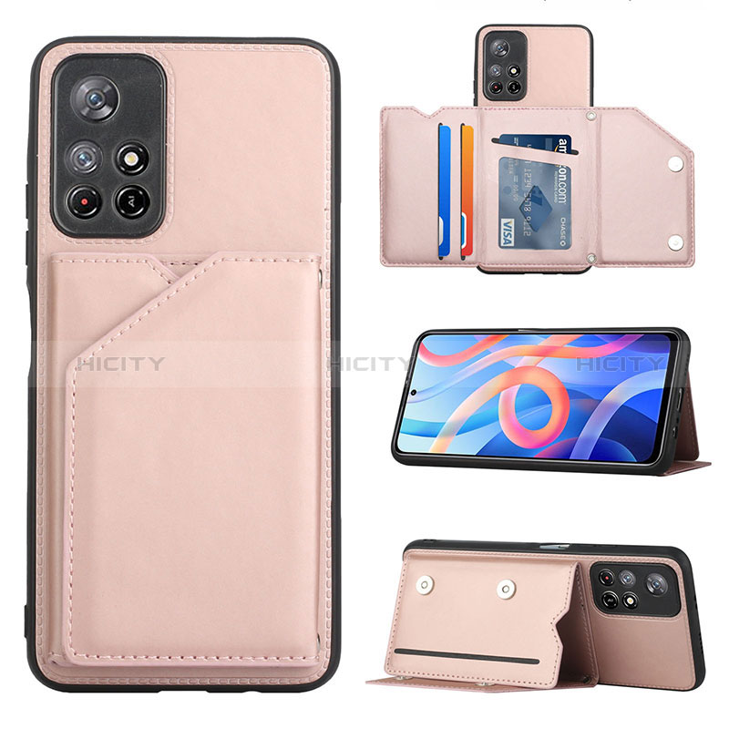 Coque Luxe Cuir Housse Etui Y01B pour Xiaomi Poco M4 Pro 5G Or Rose Plus