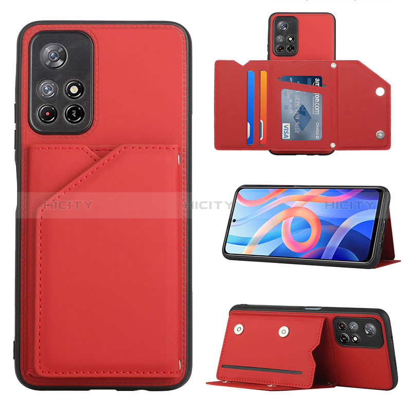 Coque Luxe Cuir Housse Etui Y01B pour Xiaomi Poco M4 Pro 5G Rouge Plus