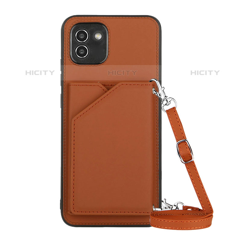 Coque Luxe Cuir Housse Etui Y02B pour Samsung Galaxy A03 Marron Plus