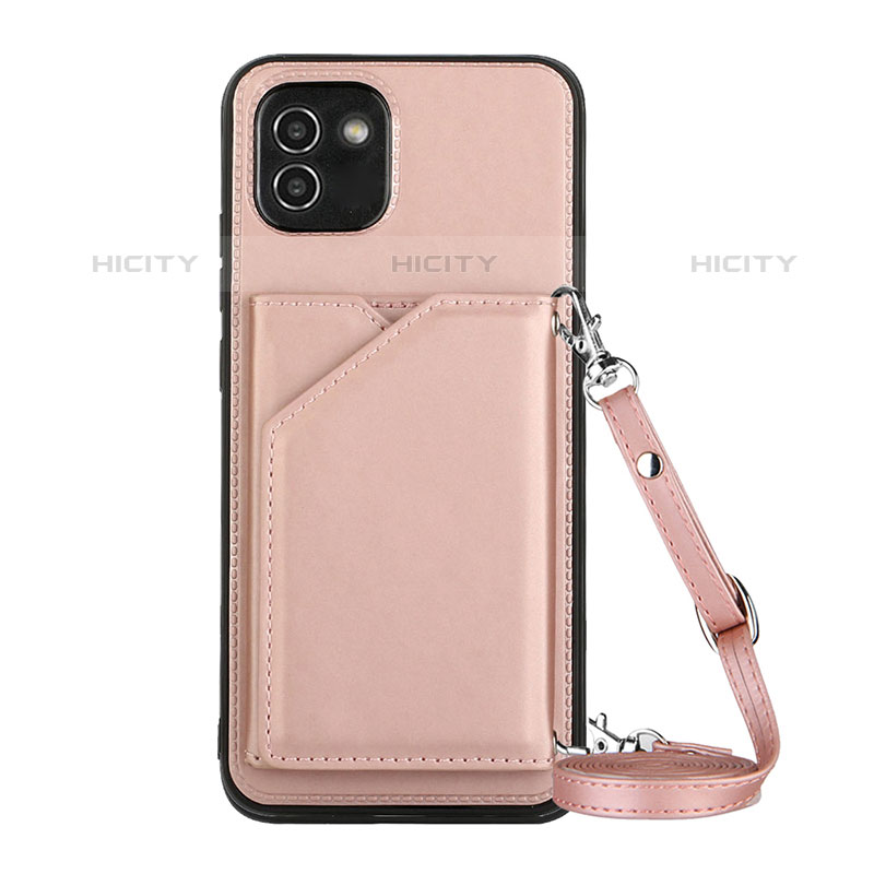 Coque Luxe Cuir Housse Etui Y02B pour Samsung Galaxy A03 Or Rose Plus