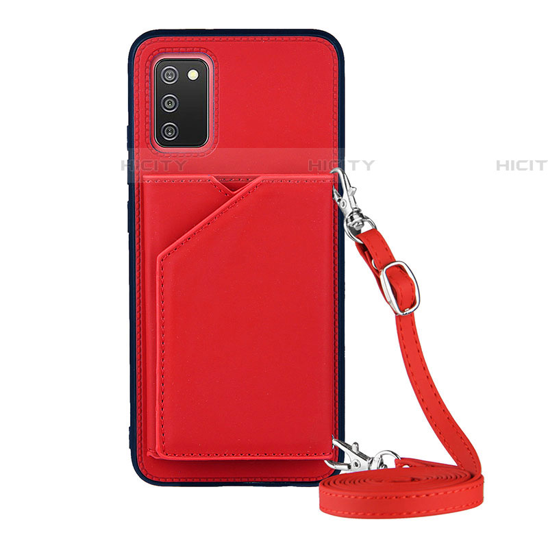 Coque Luxe Cuir Housse Etui Y02B pour Samsung Galaxy A03s Rouge Plus