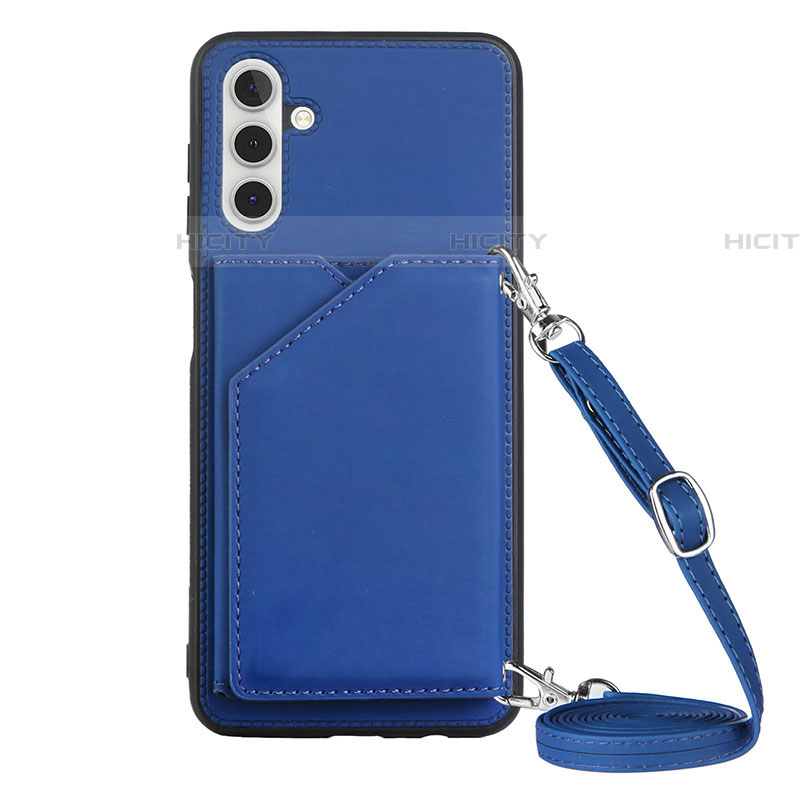 Coque Luxe Cuir Housse Etui Y02B pour Samsung Galaxy A04s Bleu Plus
