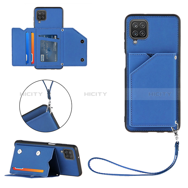 Coque Luxe Cuir Housse Etui Y02B pour Samsung Galaxy A12 5G Bleu Plus