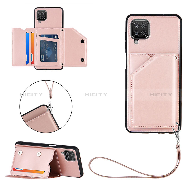 Coque Luxe Cuir Housse Etui Y02B pour Samsung Galaxy A12 5G Or Rose Plus