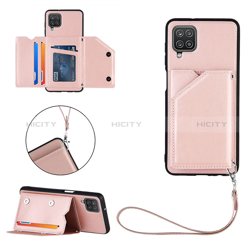 Coque Luxe Cuir Housse Etui Y02B pour Samsung Galaxy A12 Or Rose Plus