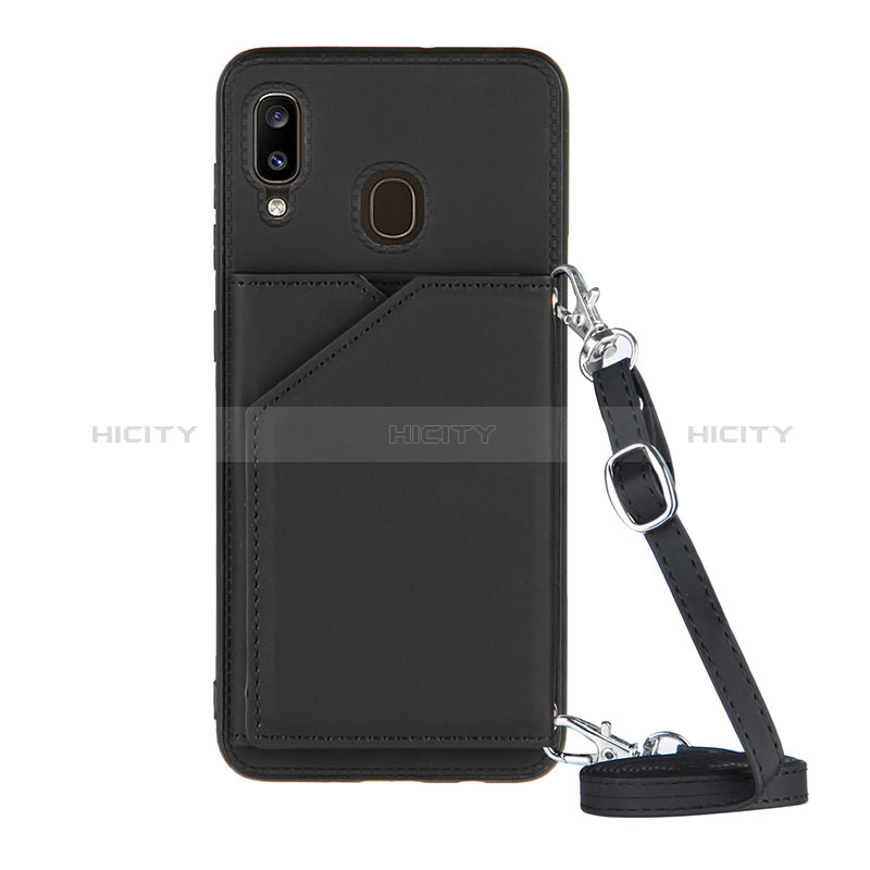 Coque Luxe Cuir Housse Etui Y02B pour Samsung Galaxy A20 Noir Plus