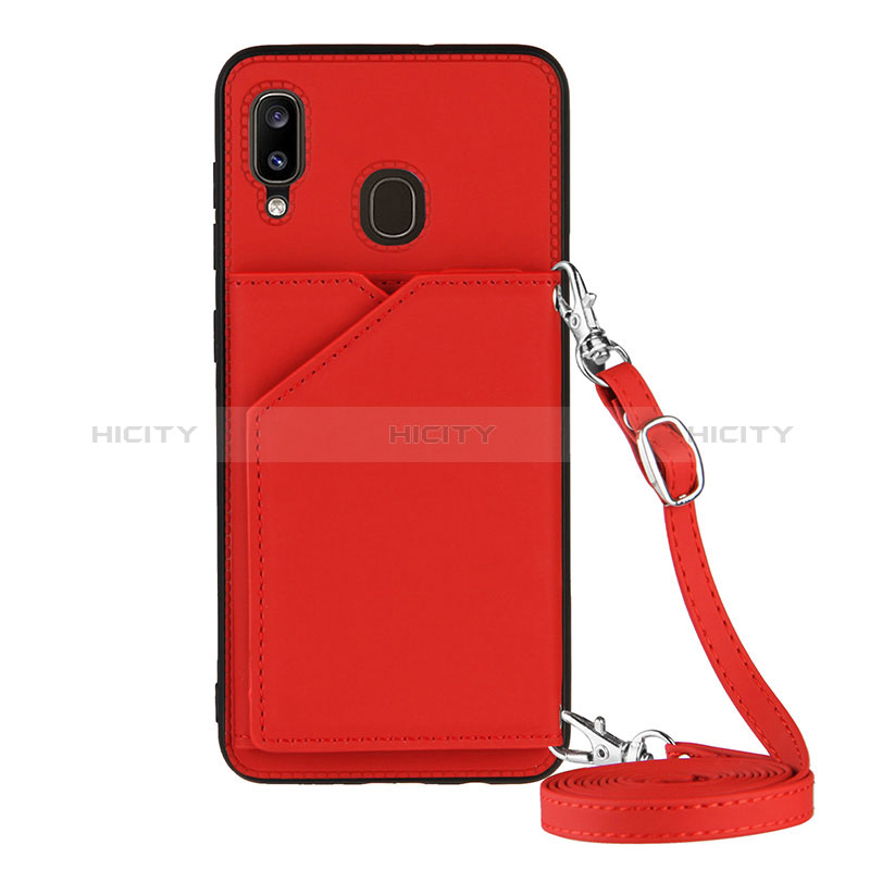 Coque Luxe Cuir Housse Etui Y02B pour Samsung Galaxy A20 Rouge Plus