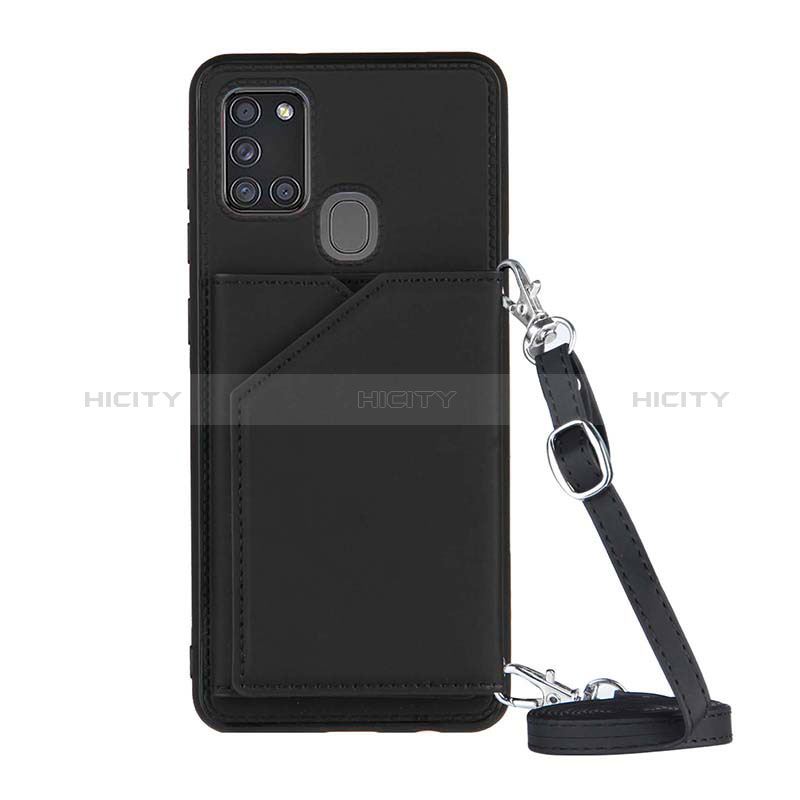 Coque Luxe Cuir Housse Etui Y02B pour Samsung Galaxy A21s Noir Plus