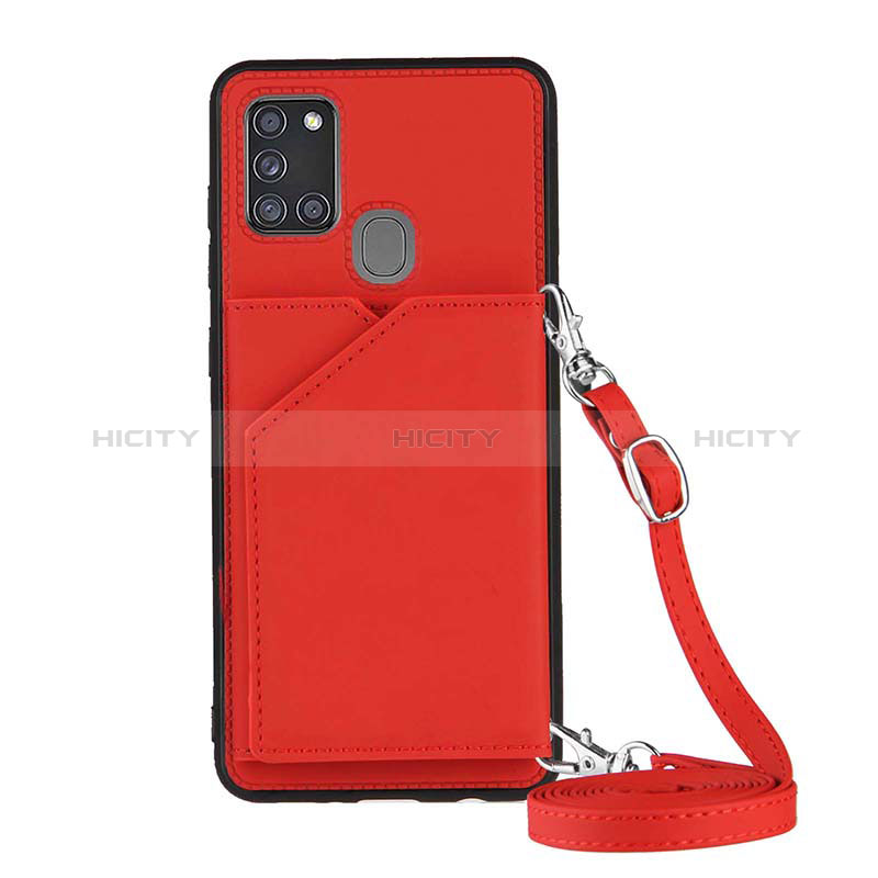 Coque Luxe Cuir Housse Etui Y02B pour Samsung Galaxy A21s Rouge Plus